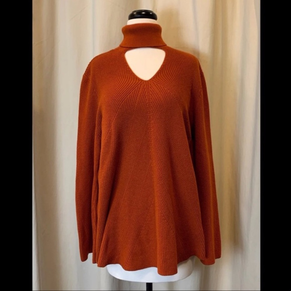 Chico's 3 sz 1X sz 14-16 Beautiful Rust colored Spicy Orange Sweater